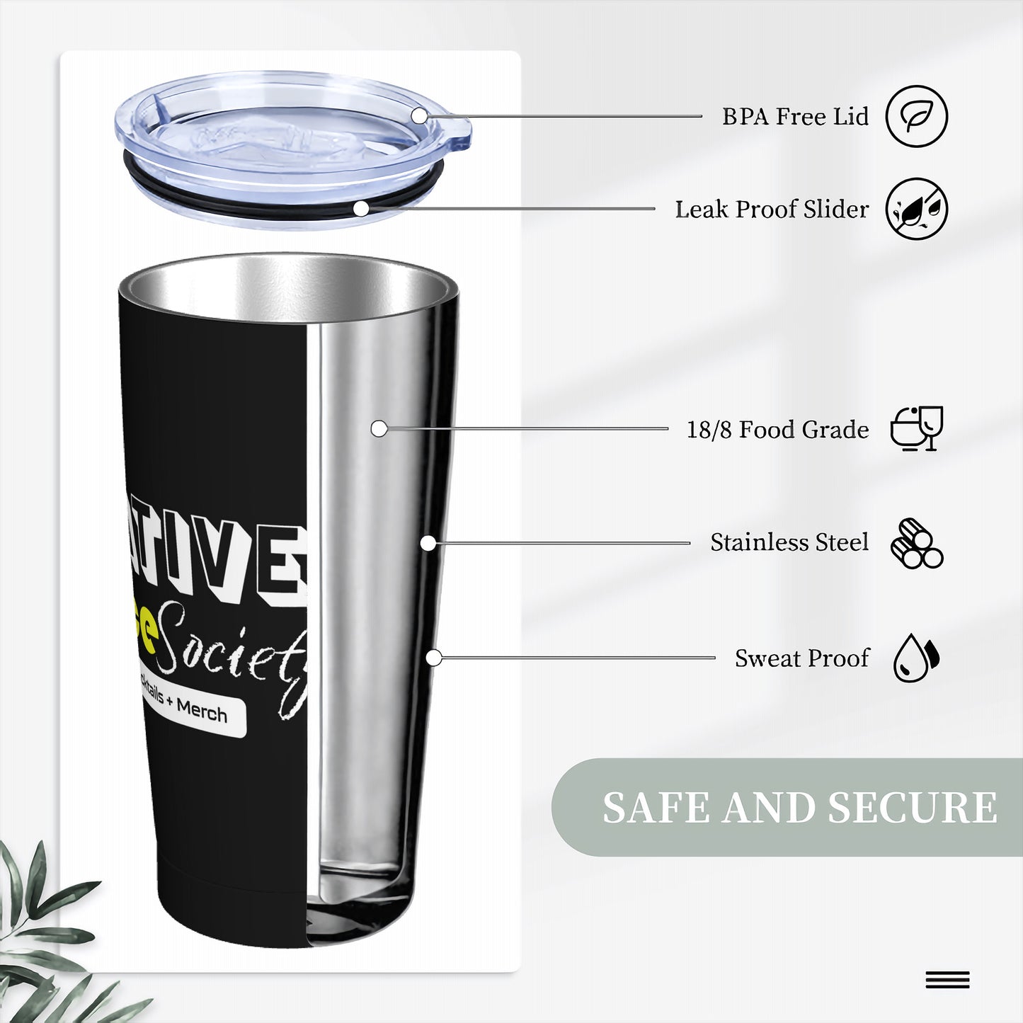 CMSMG/CJS Stainless Steel Straw Lid Cup